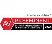 Martindale-Hubbell | AV Preeminent | Peer Rated for Highest Level of Professional Excellence | 2023
